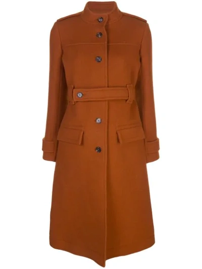 Chloé Brown Women's Brown Belted Single Breast Coat In Orange