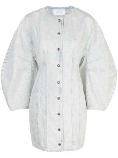 Givenchy Lantern-sleeve Button-front Denim Dress In White