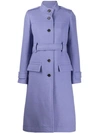 CHLOÉ CHLOÉ BELTED SINGLE-BREASTED COAT - 紫色