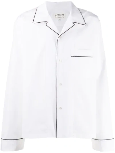Maison Margiela Contrast Piped Trim Shirt In White