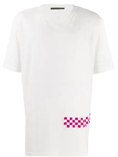 Haider Ackermann Awuna Checkerboard Embroidery T-shirt In White Red