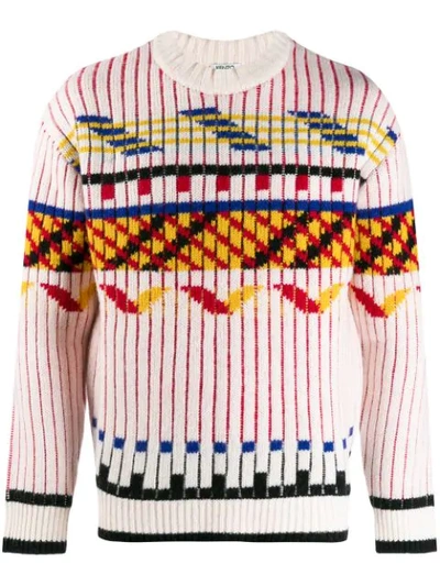 Kenzo Peruvian Fair Isle Knitted Sweater In 03 Panna