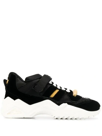 Maison Margiela Retro Fit Trainers In Black Velvet