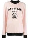 BALMAIN BALMAIN OVERSIZED LOGO KNITTED SWEATER - 粉色