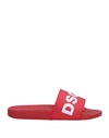 Dsquared2 Textured Logo Print Slides In Red