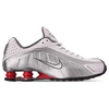 Nike Shox R4 Casual Shoes In White/metallic Silver/comet Red/black