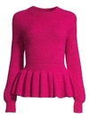 Stine Goya Lucio Ruffle Peplum Sweater In Pink