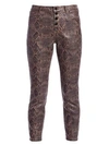 J BRAND Lillie High-Rise Coated Snakeskin-Print Crop Skinny Jeans