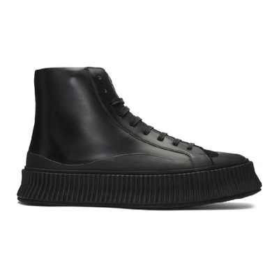 Jil Sander Black Leather High-top Sneakers