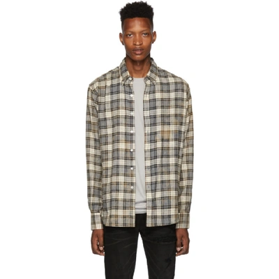Faith Connexion Regular Bleached Cotton Check Shirt In 453 Beggry