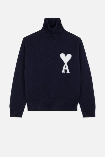 Ami Alexandre Mattiussi Ami De Coeur Oversize Sweater In Blue