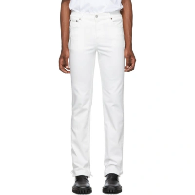 Balenciaga Distressed Slim Fit Stretch Pants In White