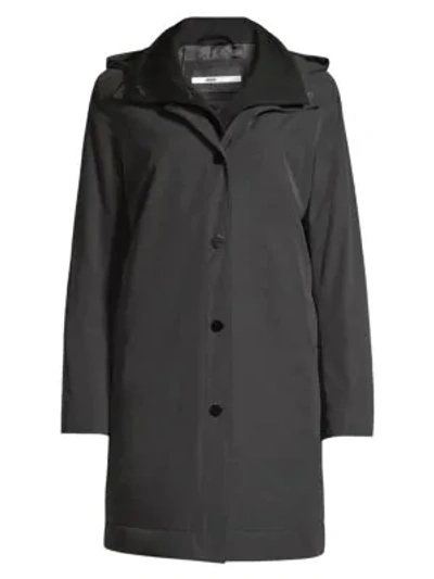 Jane Post Hooded Double-coat In Black