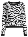 ALICE AND OLIVIA Connie Embellished Stretch-Wool Zebra Sweater