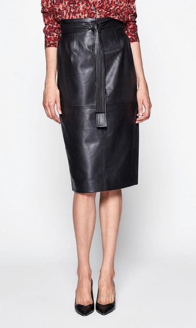 Equipment Alouette Leather Pencil Skirt In True Black