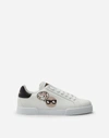 DOLCE & GABBANA CALFSKIN PORTOFINO SNEAKERS WITH PATCHES OF THE DESIGNERS