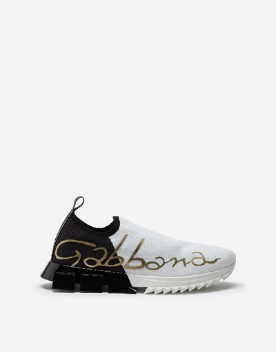 Dolce & Gabbana Stretch Mesh Sorrento Sneakers In White,black
