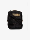 MOSCHINO MOSCHINO BLACK METALLIC LOGO MESSENGER BAG,A7404820514126444