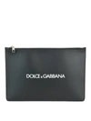 DOLCE & GABBANA LOGO PRINT LEATHER CLUTCH