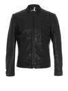DONDUP FAUX LEATHER JACKET WITH LOGO PULLER