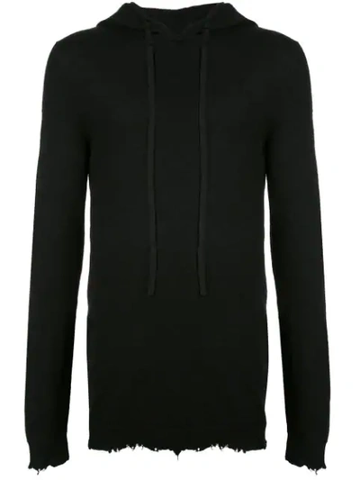 Ben Taverniti Unravel Project Distressed Detail Hoodie In Black