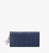 Mcm Klara Two-fold Wallet In Monogram Leather In Navy Blue