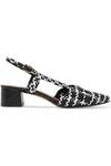 SOULIERS MARTINEZ CAMPO AMOR HOUNDSTOOTH WOVEN LEATHER SLINGBACK PUMPS