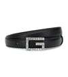 Gucci Thin Leather Belt With Square G Buckle In 8143 Nero
