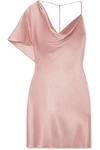 Cushnie Asymmetric Draped Silk-satin Mini Dress In Antique Rose