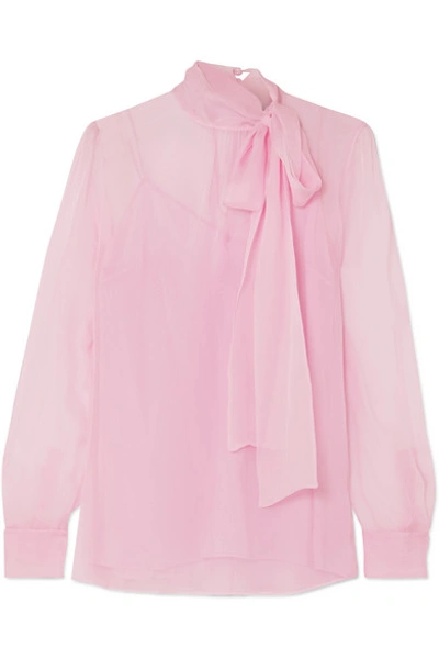 Valentino Pussy-bow Chiffon Blouse In Pink