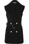 STELLA MCCARTNEY BELTED DOUBLE-BREASTED WOOL-BLEND VEST