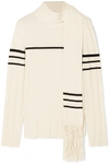 JW ANDERSON TASSELED DRAPED WOOL AND CASHMERE-BLEND SWEATER