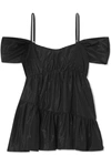 SIMONE ROCHA COLD-SHOULDER GATHERED TAFFETA TOP