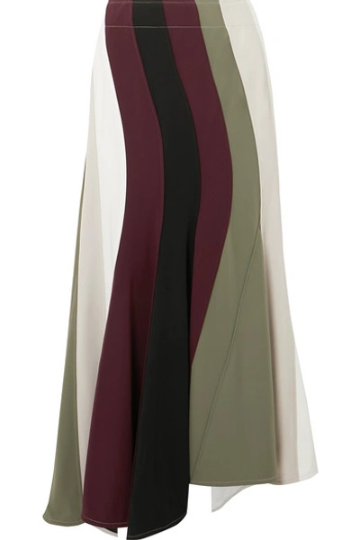 Jw Anderson Paneled Asymmetric Striped Cady Skirt In White