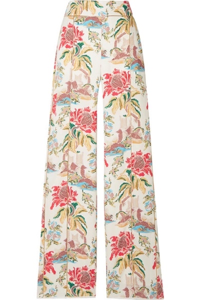 Peter Pilotto Printed Crepe Straight-leg Pants In White