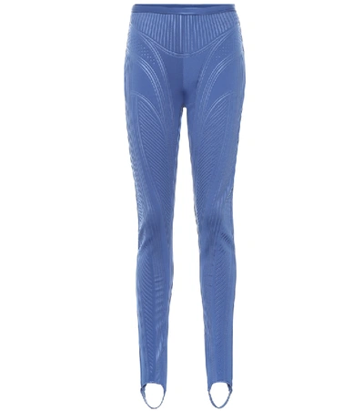 Mugler Stirrup Compression Leggings In Blue