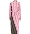 Jw Anderson Belted Striped Crepe De Chine Maxi Dress In Pink