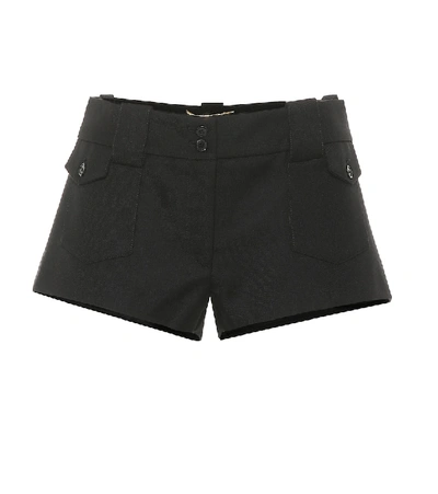 Saint Laurent Wool Gabardine Shorts In Black