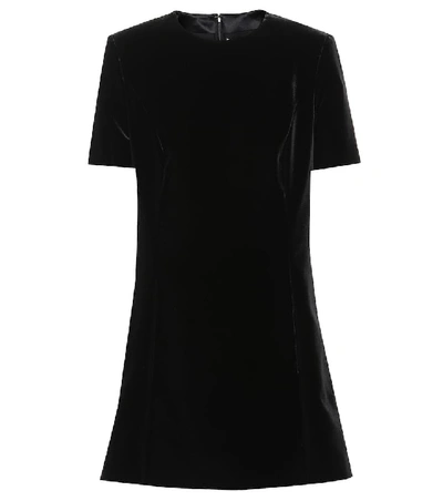 Saint Laurent Short-sleeve Wool Crepe Mini Dress In Black
