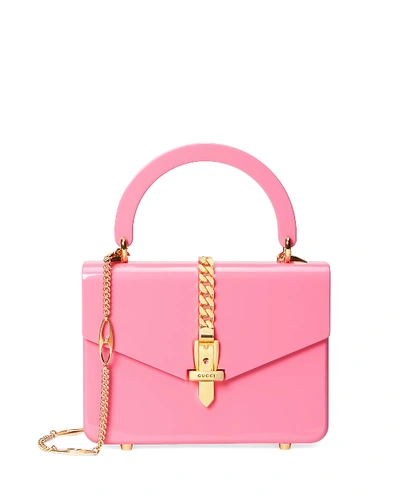 Gucci Sylvie Mini Plexiglas Top Handle Bag In Pink