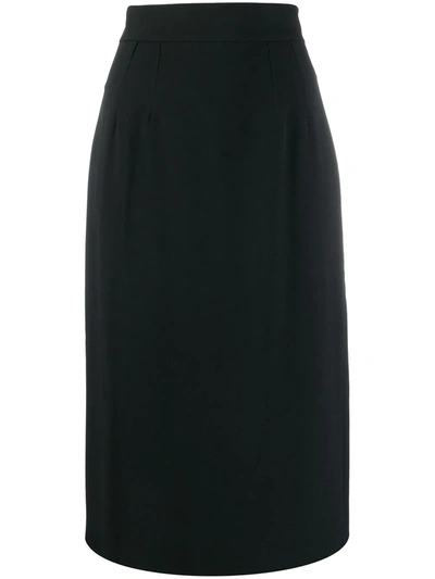 Dolce & Gabbana Full Milano Pencil Skirt In Black