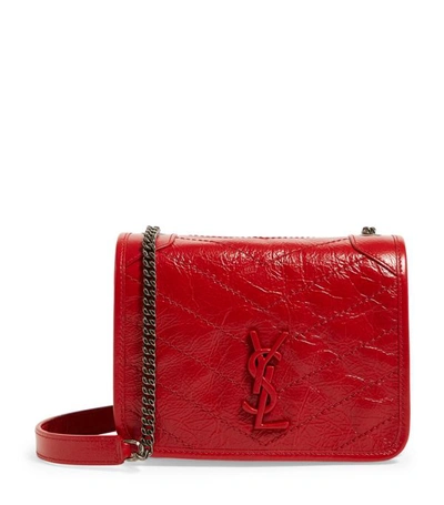 Saint Laurent Niki Ysl Monogram Vintage Calfskin Wallet On Chain In Rouge Eros