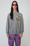 ACNE STUDIOS Animal-embroidered sweatshirt Light Grey Melange