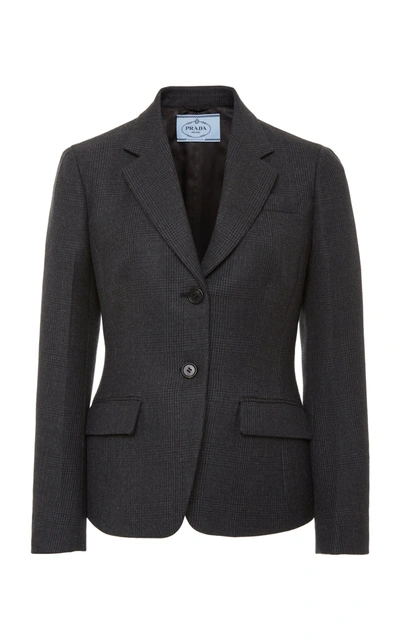 Prada Checked Wool-blend Blazer In Black