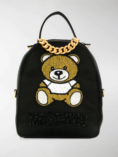 Moschino Small Teddy Bear Backpack In Black