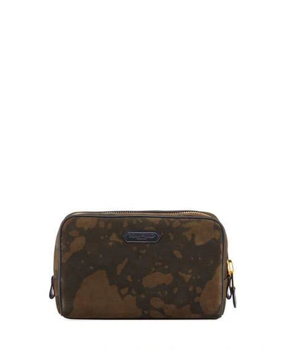 Tom Ford Men's Camo Suede Travel Toiletry Case In Black