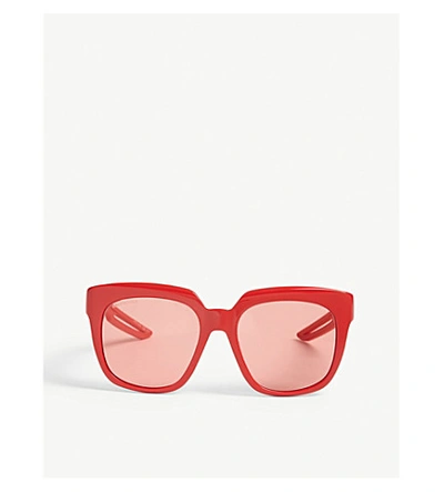Balenciaga Hybrid Acetate Oversized Square-frame Sunglaess In Red