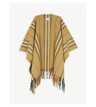 Burberry Icon Print Wool-cashmere Blend Cape In Antique Yellow