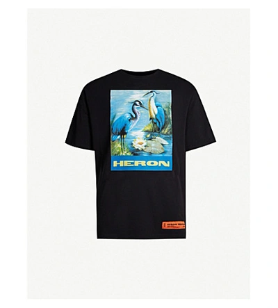 Heron Preston 印花纯棉平纹针织t恤 In Black,multi