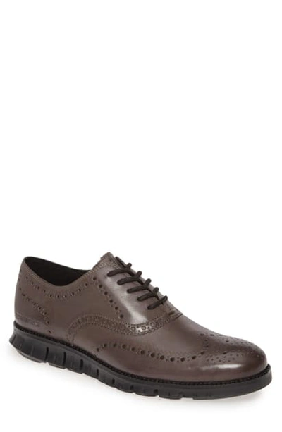 Cole Haan Zerogrand Wingtip Derby In Burnished Pavement Leather